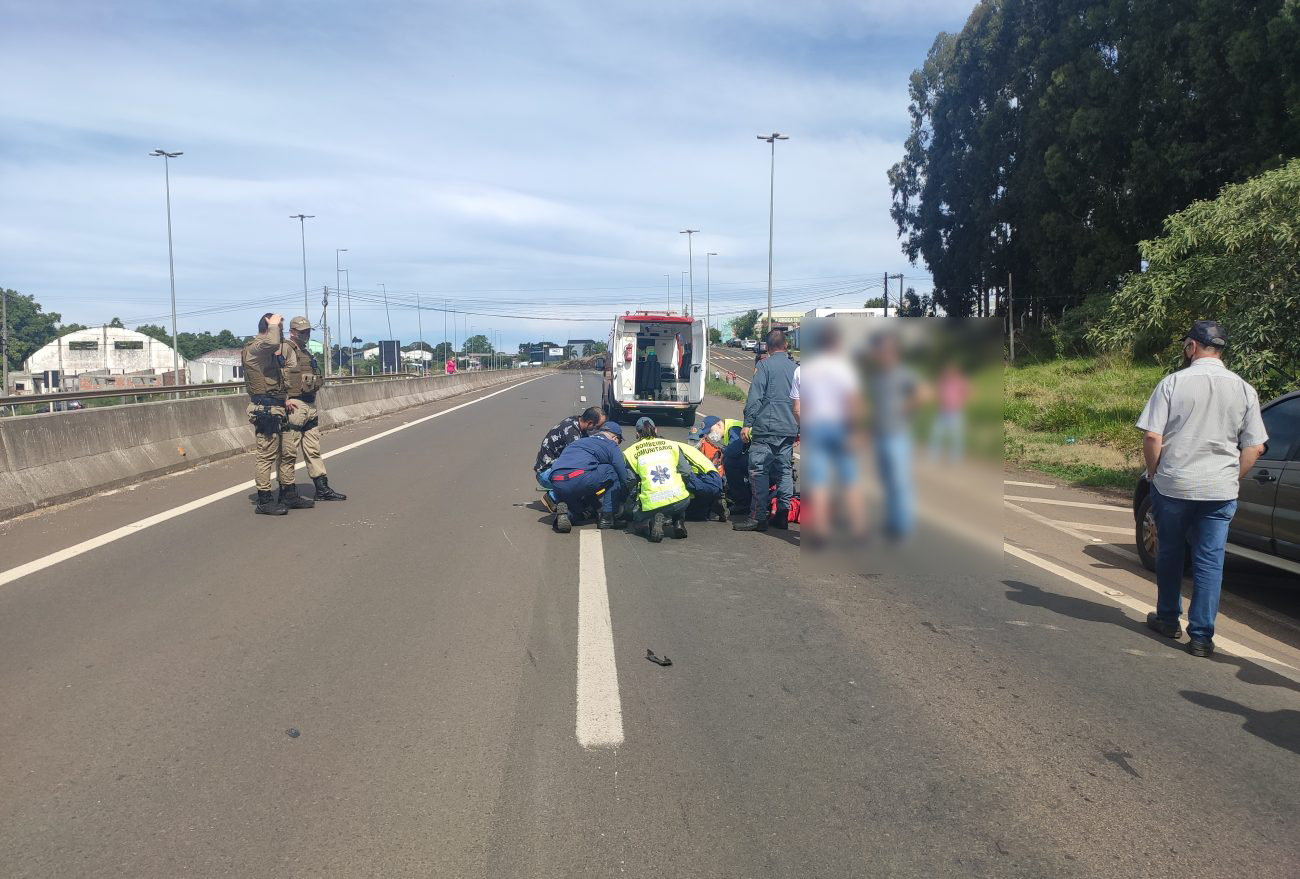 Motociclista fica ferido após acidente na BR-282, em Xanxerê