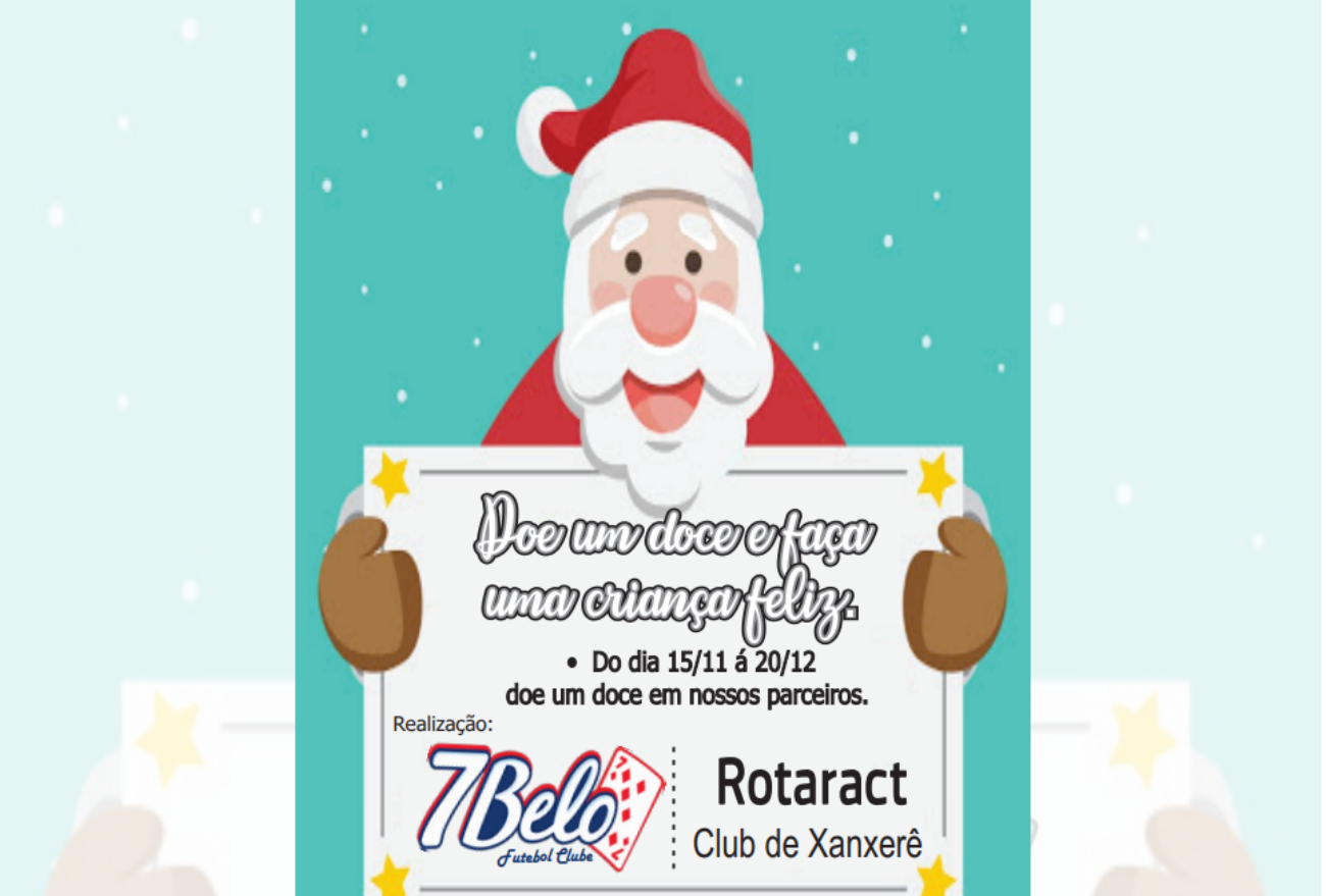 Rotaract e Sete Belo Futebol Clube realizam campanha de arrecadação de doces