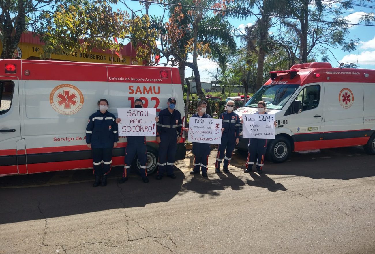 Trabalhadores do SAMU de Xanxerê realizam manifestação pedindo por melhoria salarial