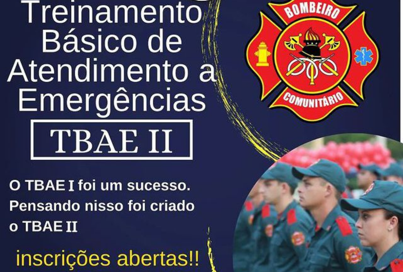 Inscrições abertas para o curso presencial TBAE para Bombeiro Comunitário, em Ponte Serrada