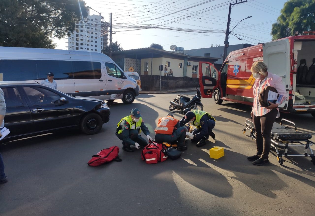 Motociclista fica ferida em acidente, em Xanxerê