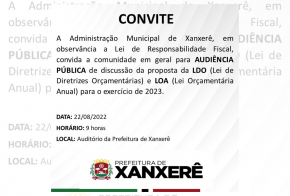 Prefeitura de Xanxerê fará audiência pública para tratar do exercício LDO e LOA de 2023