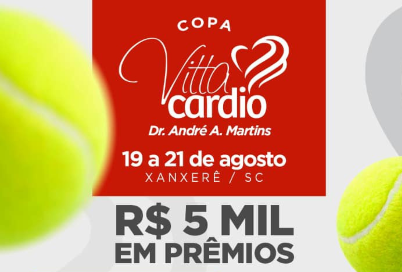 Copa Vitta Cardio de Tênis terá R$ 5 mil em premiação, em Xanxerê