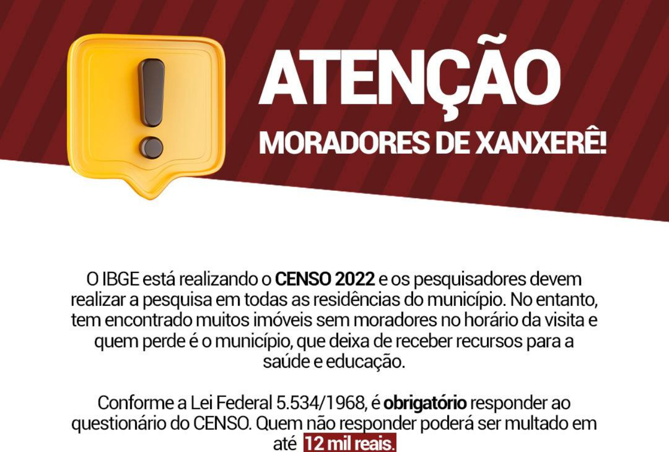 Moradores de Xanxerê que não responderem censo do IBGE poderão ser multados em até R$ 12 mil