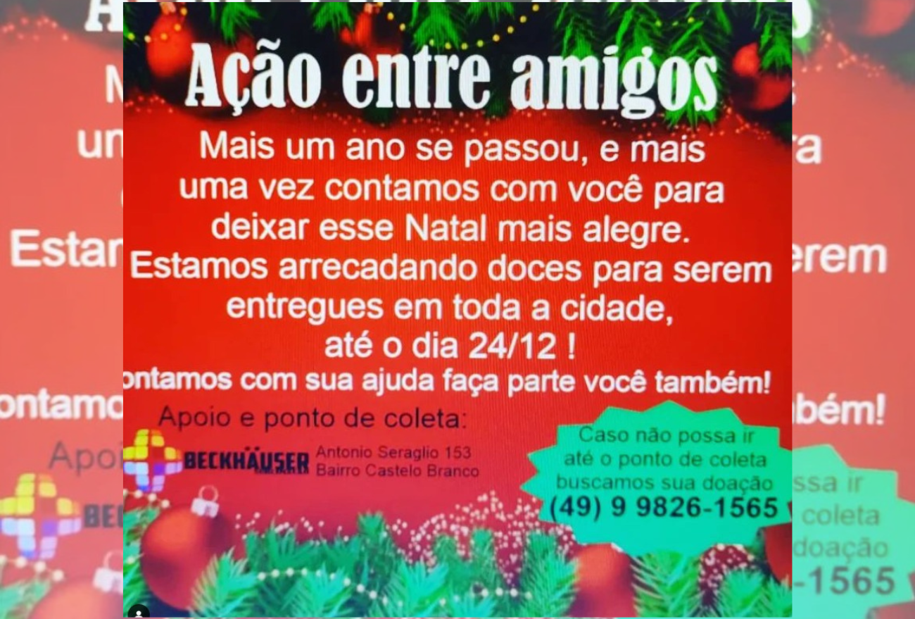 Amigos promovem ação para arrecadar doces para o Natal