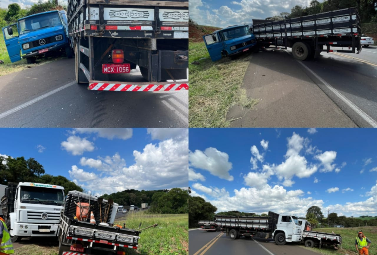 Colisão entre dois caminhões é registrada na BR -282 em Xanxerê