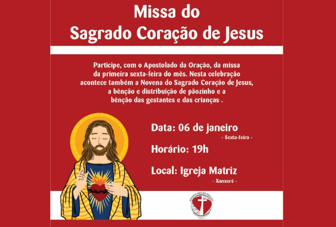 Missa do Sagrado Coração de Jesus acontece nesta sexta-feira (06), em Xanxerê