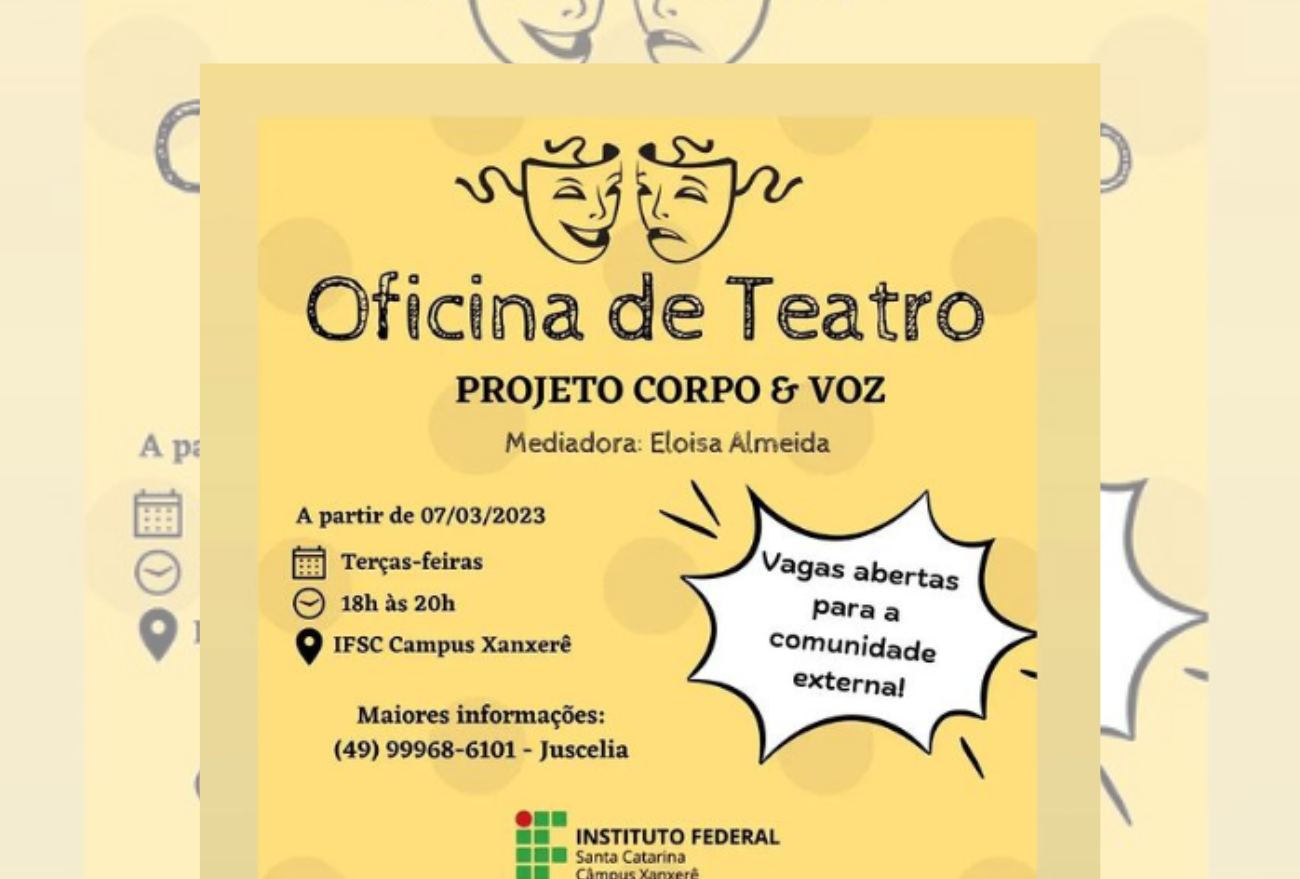 IFSC: oficina de teatro é realizada nesta terça-feira (07),  em Xanxerê