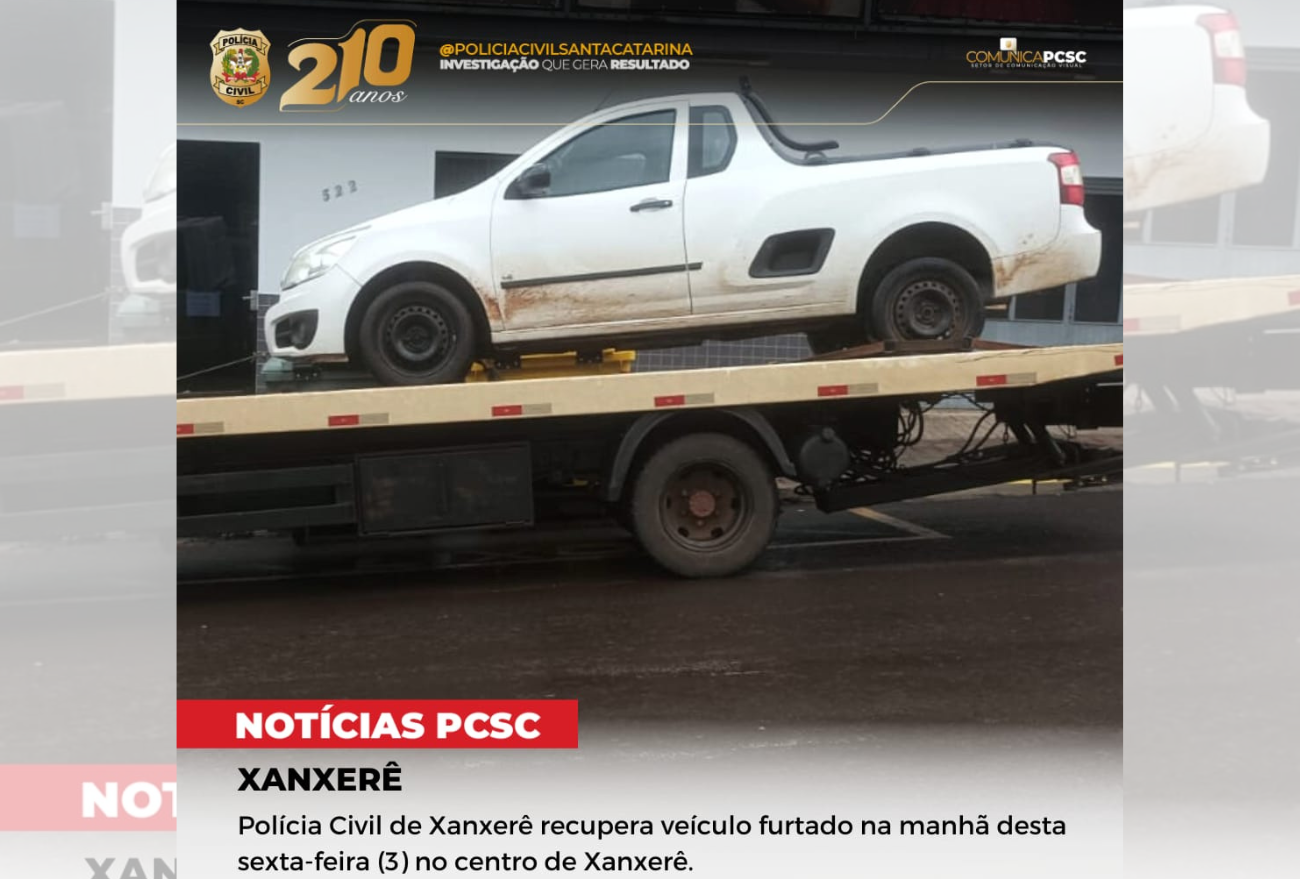 Polícia Civil recupera veículo furtado na manhã da sexta-feira (03), em Xanxerê