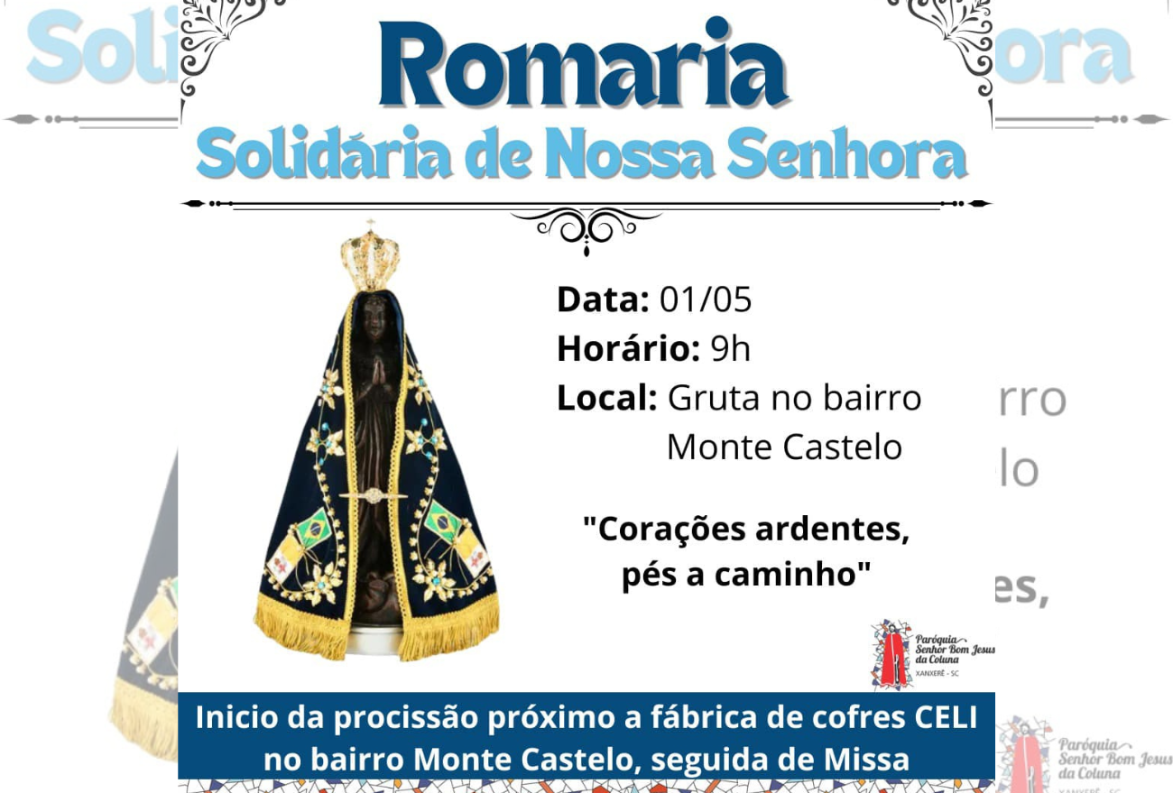 Romaria Solidária de Nossa Senhora acontece na próxima segunda-feira (01)