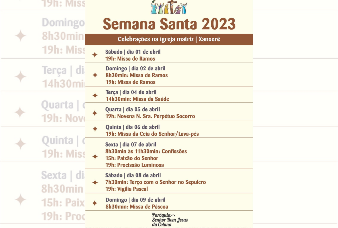 Confira a programação das celebrações para a semana da Páscoa