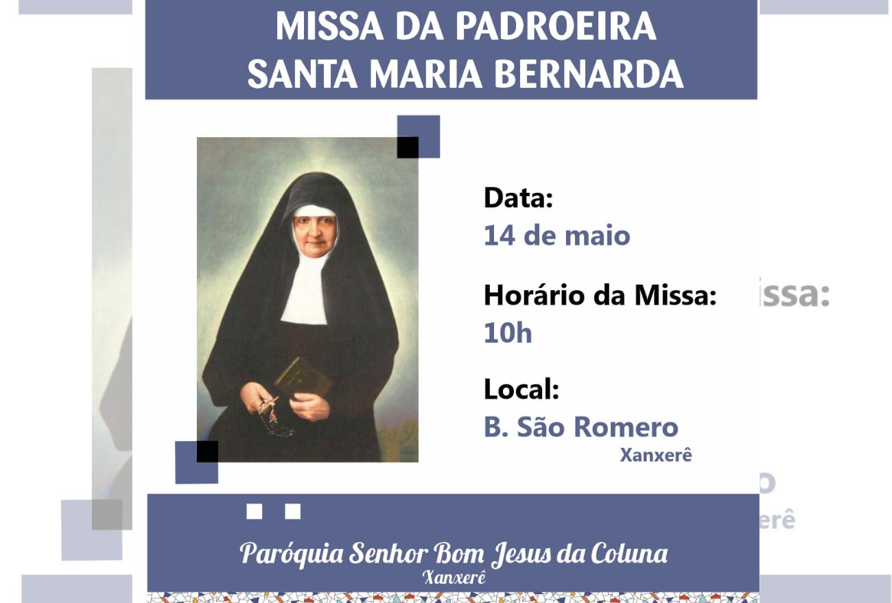 Missa da Padroeira Santa Maria Bernarda acontece neste final de semana em Xanxerê