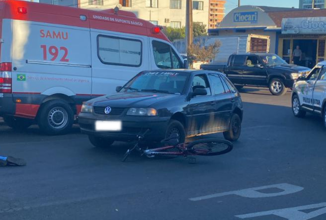 Agora: atropelamento de ciclista é registrado na Avenida Nereu Ramos, em Xanxerê