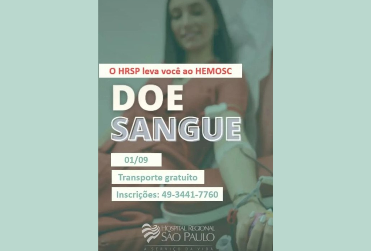 Doe Sangue: campanha do Hospital Regional São Paulo, de Xanxerê