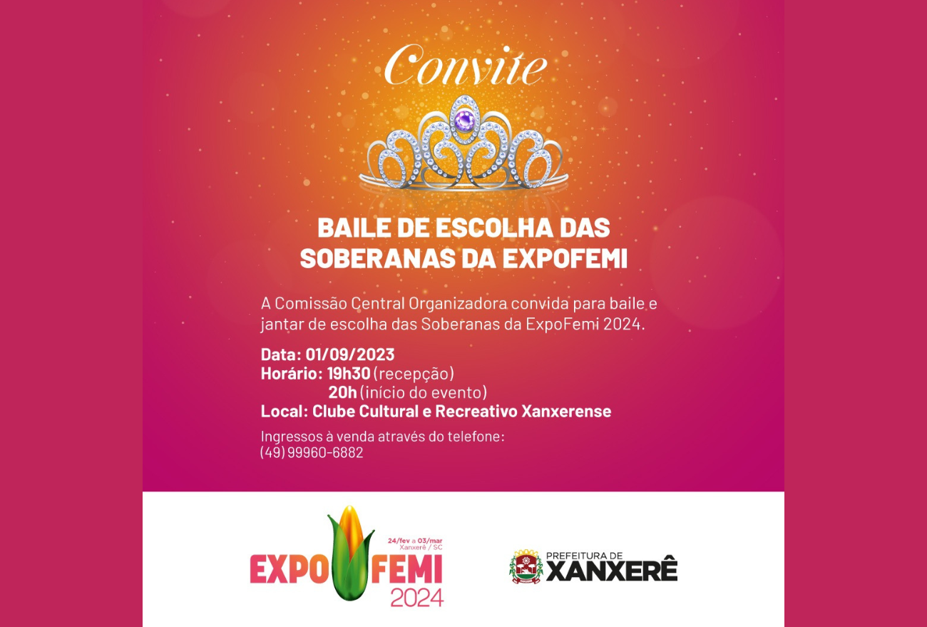 Escolha das Soberanas da ExpoFemi 2024 será realizada em setembro