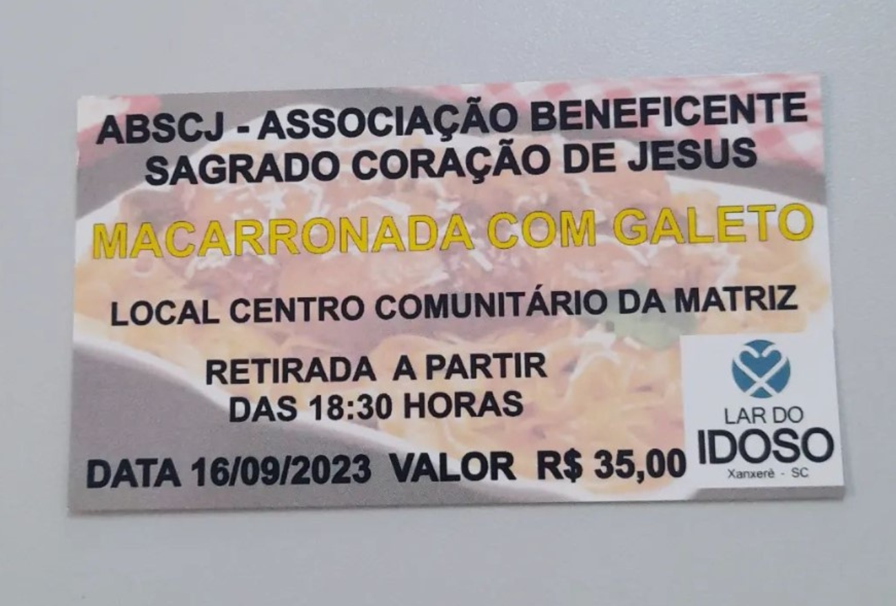 Lar do Idoso de Xanxerê promove macarronada com galeto