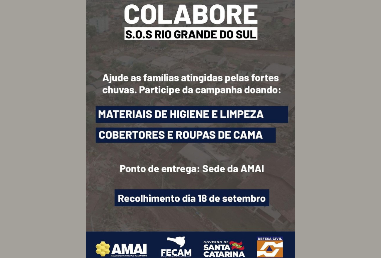 AMAI participa da campanha em prol dos atingidos no Rio Grande do Sul, junto com Estado e FECAM
