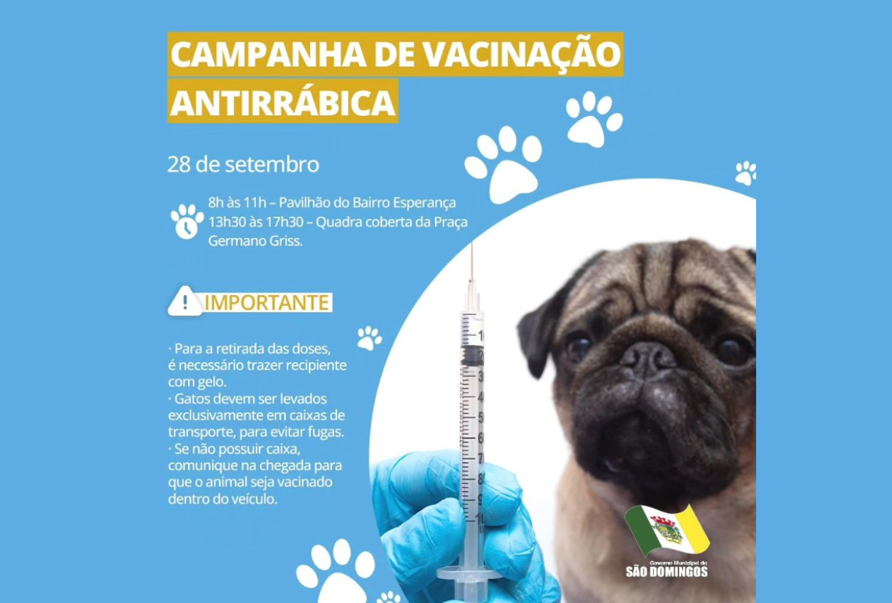 Causa animal: Prefeitura de São Domingos realiza campanha de vacinação antirrábica