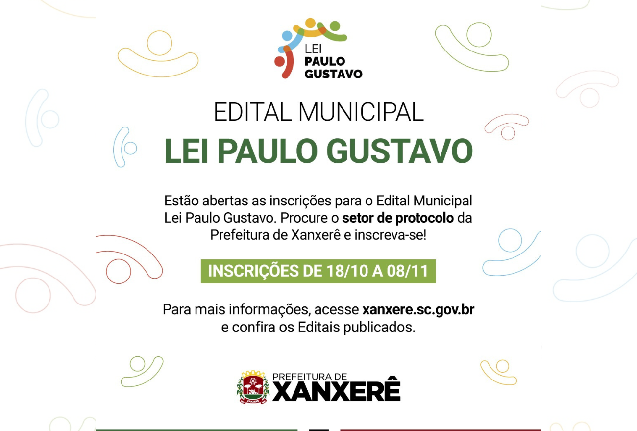 Lei Paulo Gustavo: Prefeitura de Xanxerê publica edital de inscrição para projetos culturais