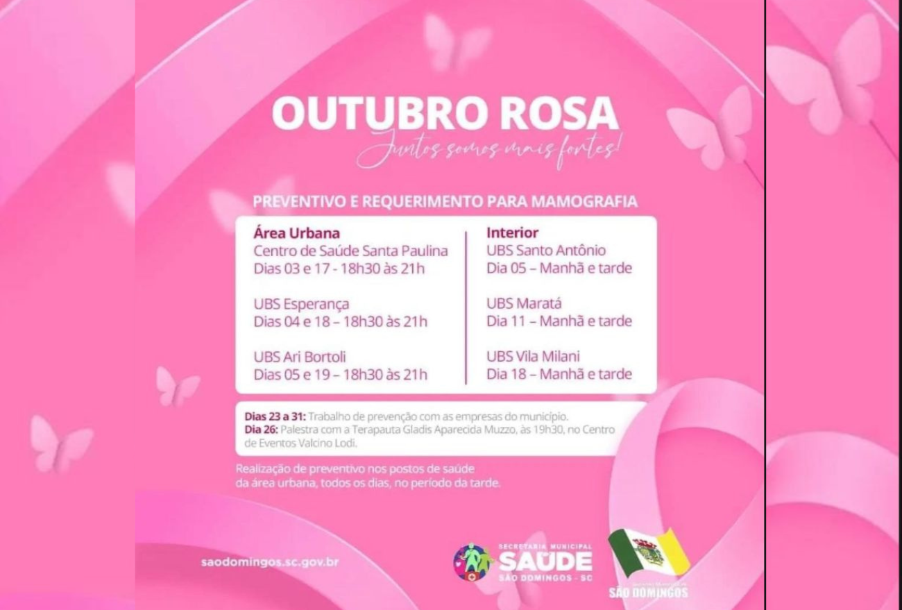 São Domingos oferece exames como parte da conscientização para o Outubro Rosa